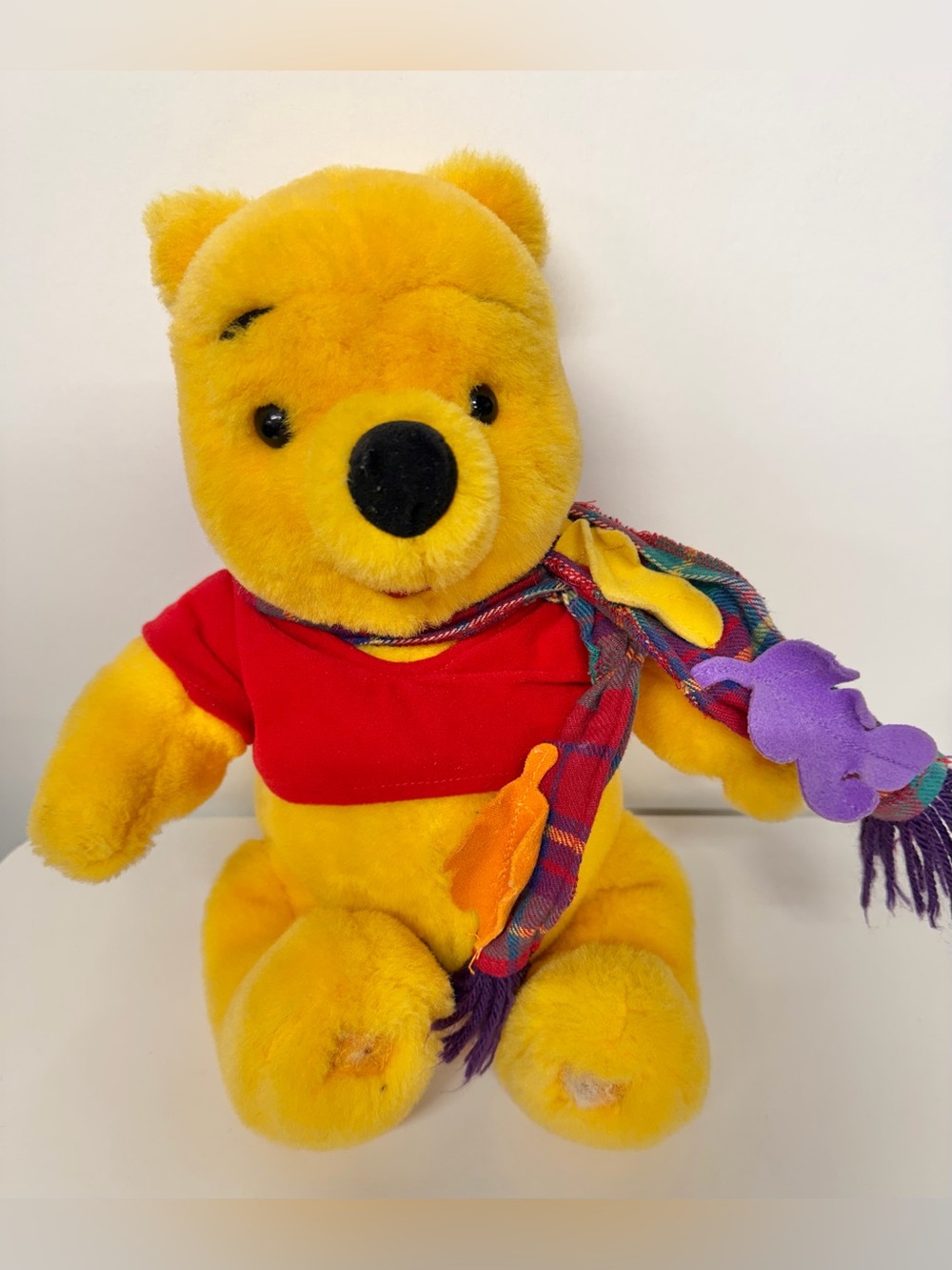 VTG 1998 Blustery Winnie The Pooh Blowing Scarf 12" Plush Stuffed Animal